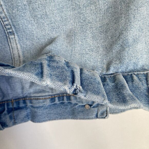 Zara Trafaluc Jean Jacket Women M Blue Denim Distressed Oversized Trucker Grunge - Picture 7 of 9